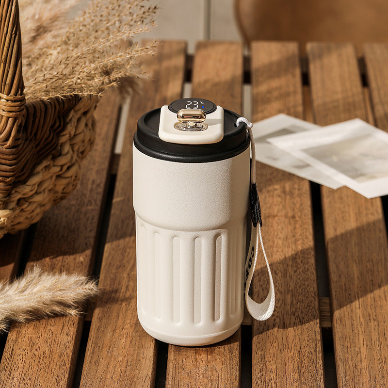 Akıllı Dijital Termoslu Şişe – Taşınabilir Paslanmaz Çelik Kahve Fincanı, Araç İçi Soğuk/Sıcak Tutabilen 450 ml Vakumlu Termos Bardak