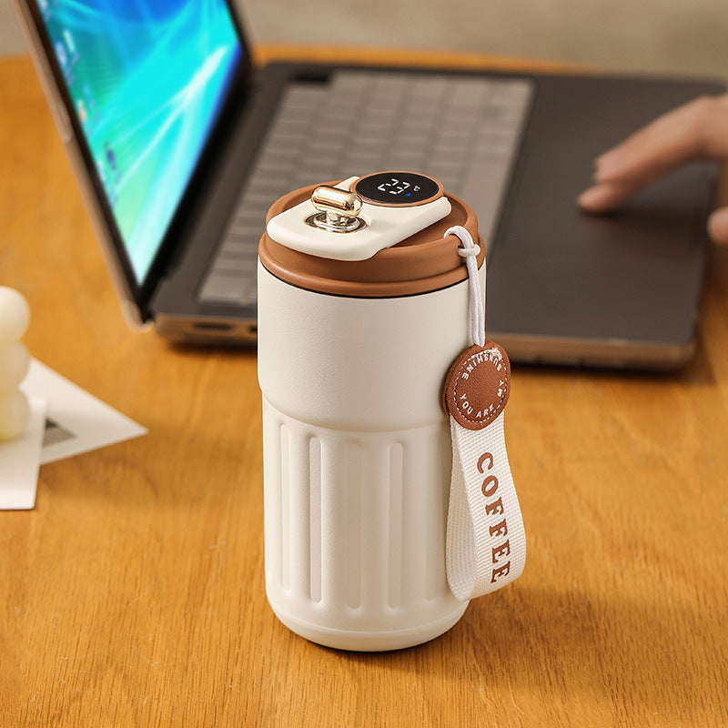 Akıllı Dijital Termoslu Şişe – Taşınabilir Paslanmaz Çelik Kahve Fincanı, Araç İçi Soğuk/Sıcak Tutabilen 450 ml Vakumlu Termos Bardak