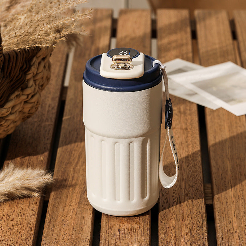 Akıllı Dijital Termoslu Şişe – Taşınabilir Paslanmaz Çelik Kahve Fincanı, Araç İçi Soğuk/Sıcak Tutabilen 450 ml Vakumlu Termos Bardak