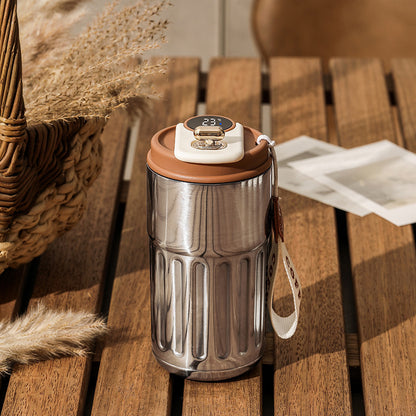 Akıllı Dijital Termoslu Şişe – Taşınabilir Paslanmaz Çelik Kahve Fincanı, Araç İçi Soğuk/Sıcak Tutabilen 450 ml Vakumlu Termos Bardak