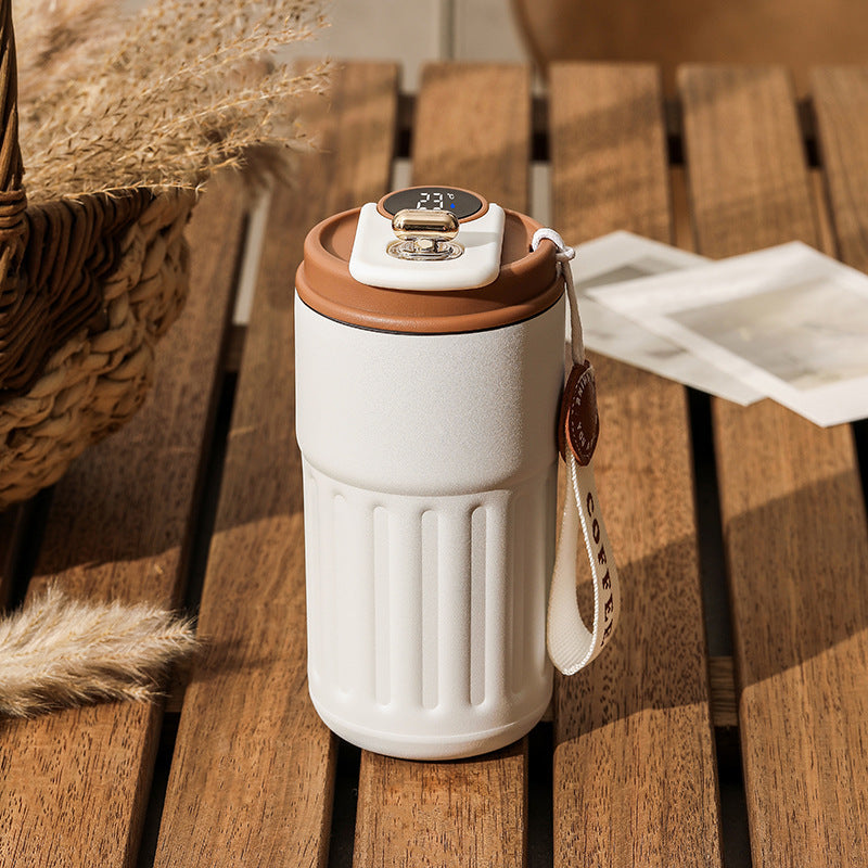 Akıllı Dijital Termoslu Şişe – Taşınabilir Paslanmaz Çelik Kahve Fincanı, Araç İçi Soğuk/Sıcak Tutabilen 450 ml Vakumlu Termos Bardak