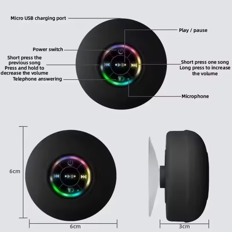 Banyo İçin Su Geçirmez Hoperlör Vantuzlu Bluetooth