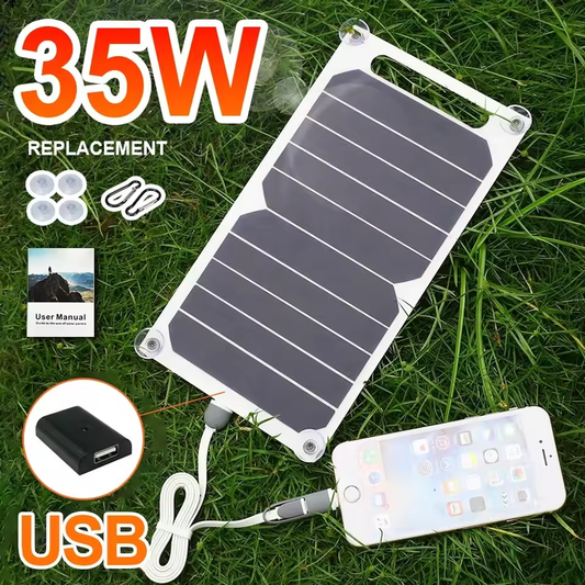 35W SunPower Taşınabilir Güneş Paneli – 5V Güneş Plakası, USB Güvenli ve Stabilize Şarj Cihazı, Power Bank, Telefon, Açık Hava, Kamp, Ev ve RV İçin